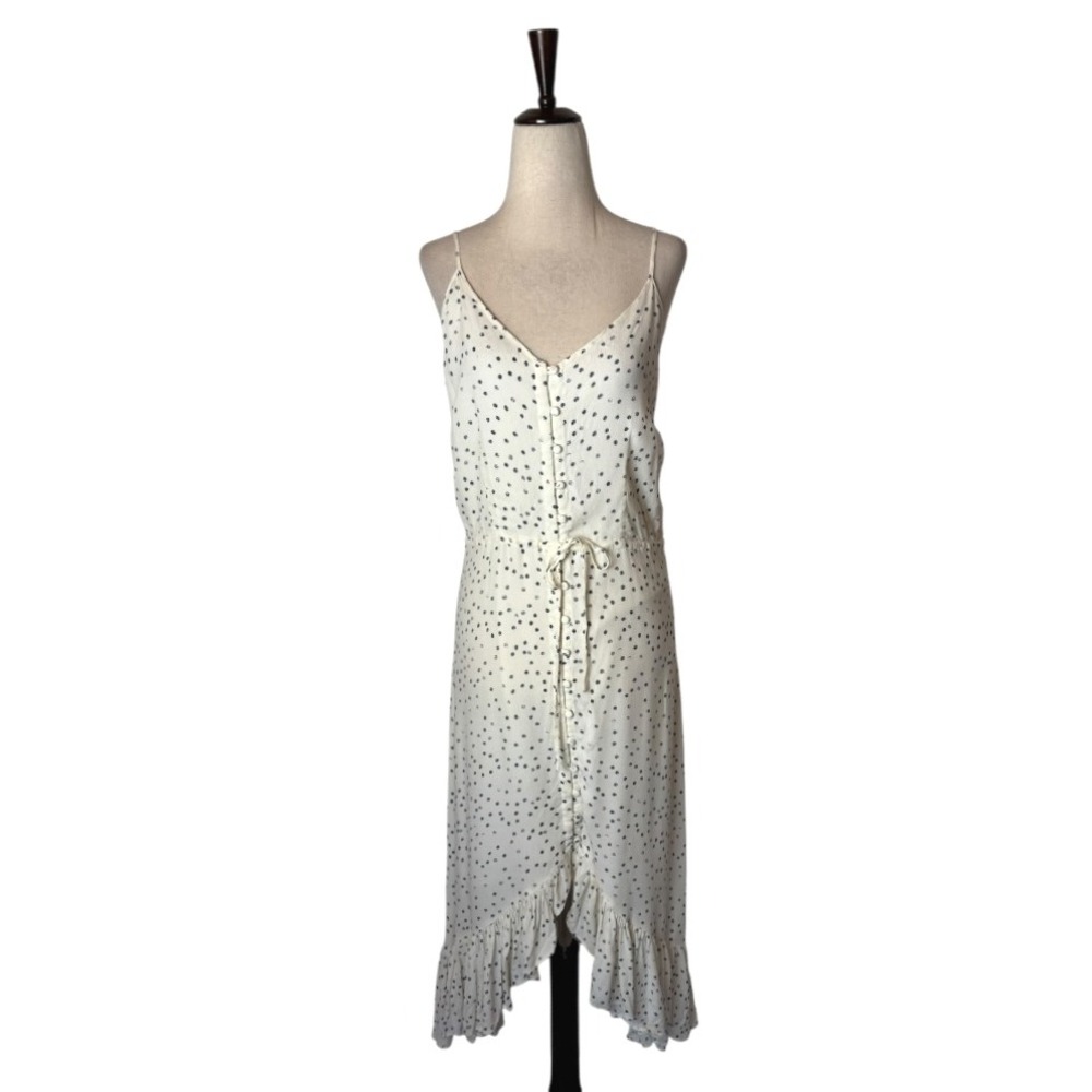 Rails Dress Women Small Ivory Black Frida Speckled Dot Button High Low Midi Boho - Picture 2 of 13